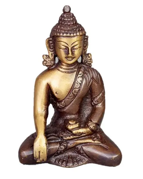 Sitting Buddha in Meditation Pose two-tone color in Brass