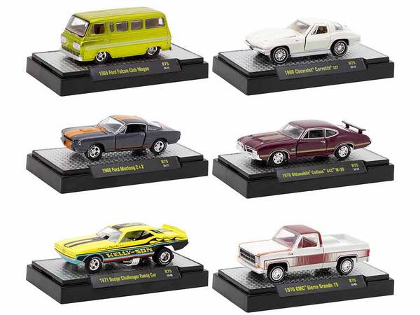 Auto Meets Set of 6 Cars IN DISPLAY CASES Release 75 Limited Edition 1/64 Diecast Model Cars by M2 Machines
