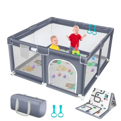 【Clearance Sale】Baby Playpen with Anti-Slip Mat, Indoor&Outdoor Playard Kids Activity Center with Gate,Sturdy&Safety Baby...