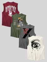 Men's Letter Print Graphic Round Neck Tank Top, Regular Fit Casual Sleeveless Crew Neck Vest for Summer, Men's Clothes for Da...