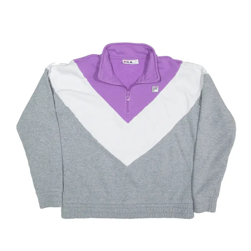FILA Sweatshirt Grey 1/4 Zip Womens L