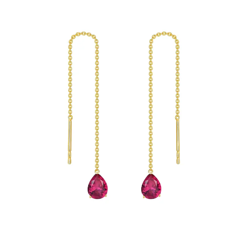 14K Yellow Gold Pear Cubic Zirconia Drop Earrings For Women