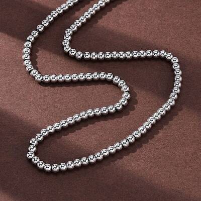 4MM Solid Round 304 Stainless Steel Beaded Necklaces