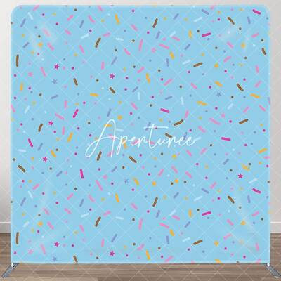 Aperturee Blue Colorful Candy Stars Square Tension Backdrop, 6X6FT(1.8X1.8M), 111 USD, square double-sided backdrops, DSLH0E6...