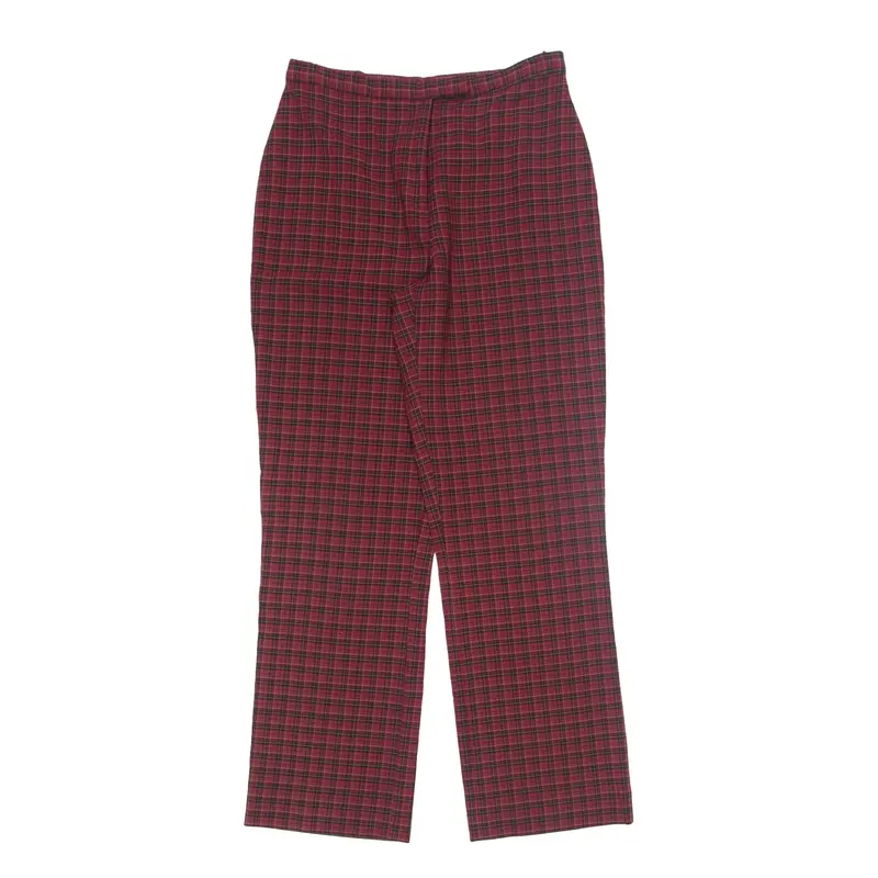 EXTESA Check Trousers Red Relaxed Straight Womens W28 L30