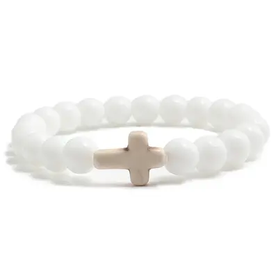 Blue Turquoise Cross Bracelet | Color: White porcelain | Size: 21cm