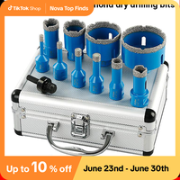 11PCS 5-8-11 Thread Brazed Diamond Dry Drilling Bits Hole Saw Set For Ceramic Tile Porcelain Granite Marble Hole Opener Tool