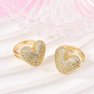 Brass Micro Pave Clear Cubic Zirconia Cuff Earrings
