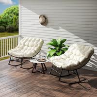 Outsunny Outdoor Rocking Chair Set of 2, Oversized Rocking Papasan Chairs with Cushions, Steel Frame, Comfy Rockers for Patio...