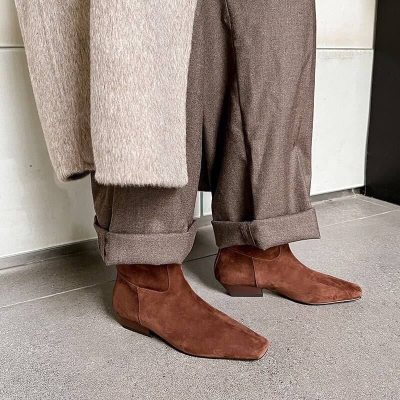 CHIKO Abrianna Square Toe Block Heels Ankle Boots