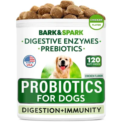 Bark & Spark Dog Probiotics & Digestive Enzymes - Allergies & Itchy Skin + Gut Health - Digestion Health - Tummy Treat - 120...