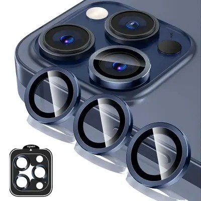 Tempered Glass Phone Lens Protector, 1 Set Phone Lens Protective Film, Phone Lens Protective Film for iPhone 11 12 13 14 15 P...