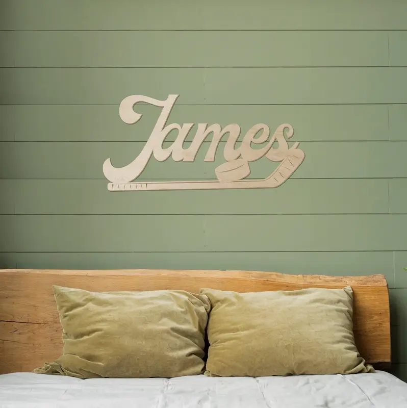 Hockey Name Wood Sign