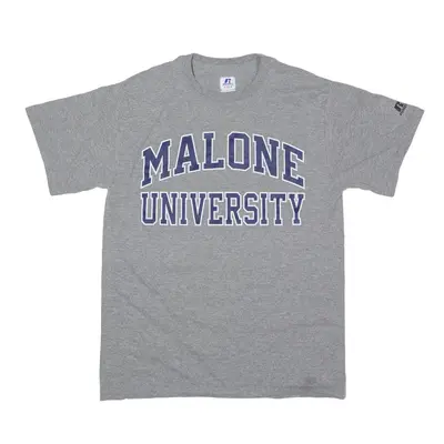 RUSSELL ATHLETIC Malone University USA T-Shirt Grey Short Sleeve Mens S
