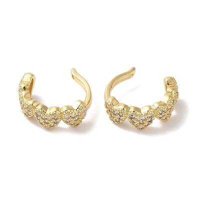 Heart Brass Micro Pave Cubic Zirconia Cuff Earrings for Women