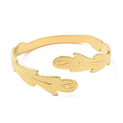 Ion Plating(IP) 304 Stainless Steel Feather Cuff Bangles