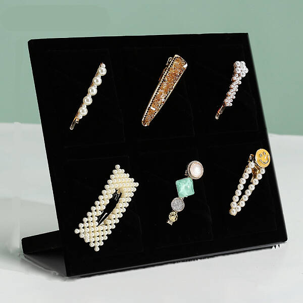 6-Slot Velvet Hair Claw Clip Organizer Holder for Women Girls