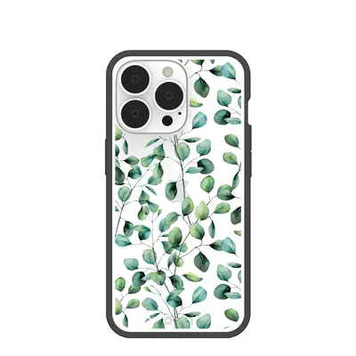 Clear Eucalyptus iPhone 13 Pro Case With Black Ridge