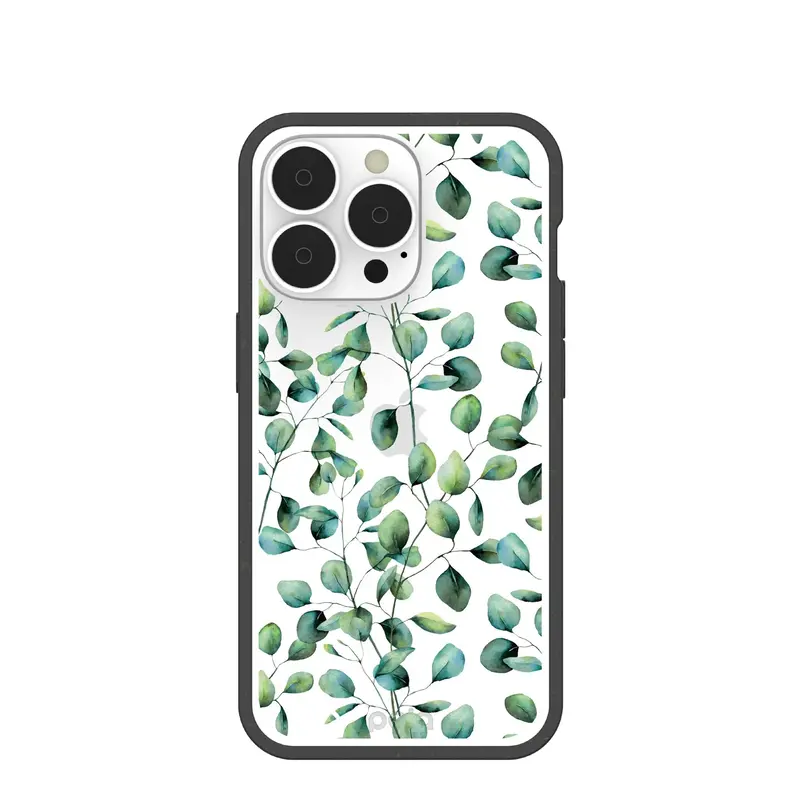 Clear Eucalyptus iPhone 13 Pro Case With Black Ridge