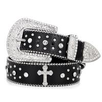 XZQTIVE Rhinestone Belt for Women & Men - A Fusion of Fashion & Western Charm, Cowgirl Cowboy Bling Style, Cross-Design Leath...