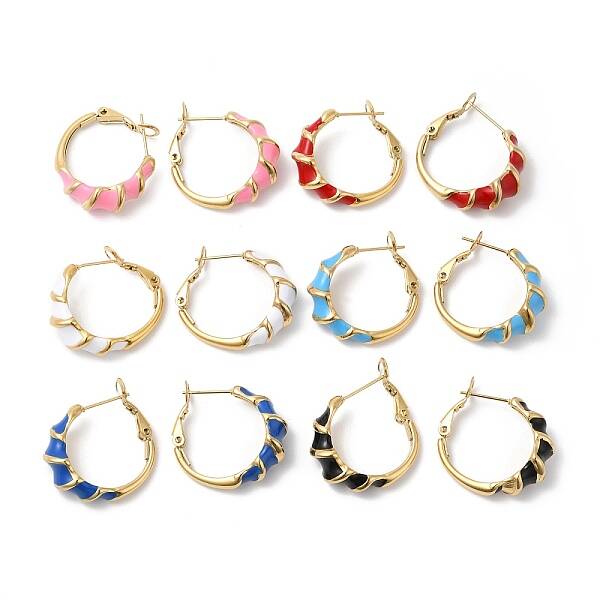 Ion Plating(IP) Enamel Croissant Hoop Earrings
