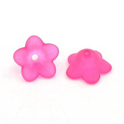 Chunky Magenta Transparent Frosted Flower Acrylic Beads