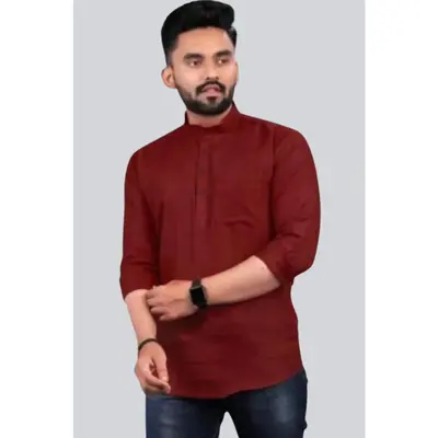 Trendy Cotton Partywear Short Kurtas for Men by JCS Fashions