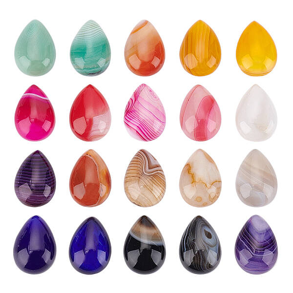 SUPERFINDINGS 20pcs Muti-Color Teardrop Gemstone Natural Stone Cabochon Beads Healing Crystal Quartz Stone for Bracelet Neckl...