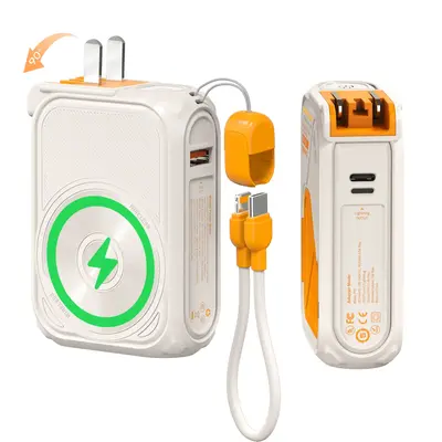 P05 Portable Charger, Magnetic Power Bank, Small Wireless PowerBank, Battery Pack10000mAh Travel Essentials Fast Charging Wit...