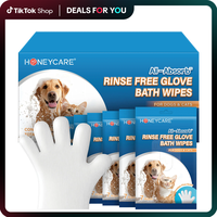 HONEYCARE: All-Absorb Pet Glove Wipes for All Pets | Dogs & Cats | Hypoallergenic | No Foam | Disposable No Rinse Shampooing ...