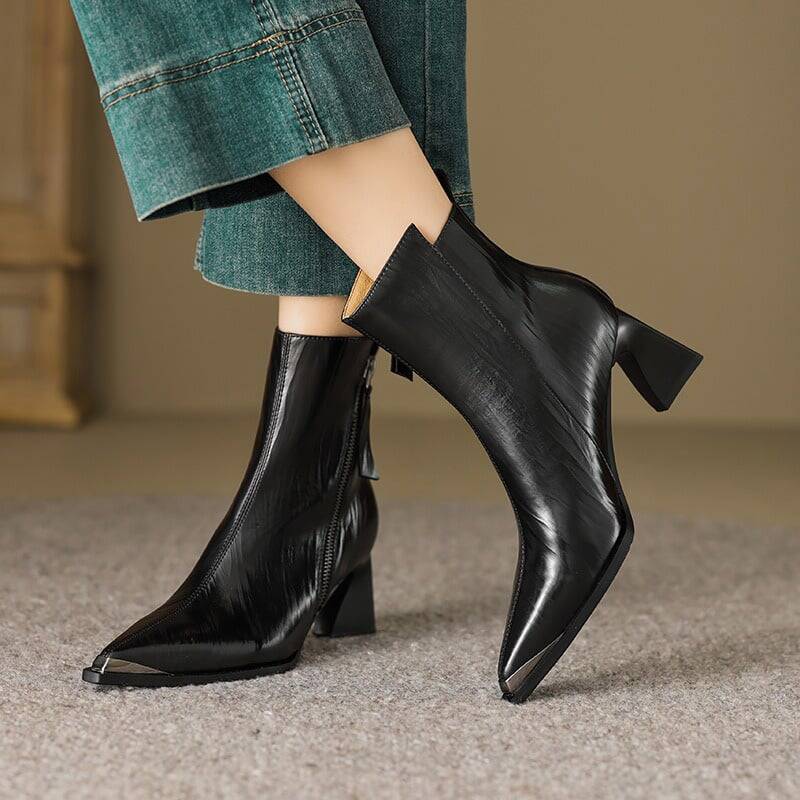 CHIKO Aeres Pointy Toe Block Heels Ankle Boots
