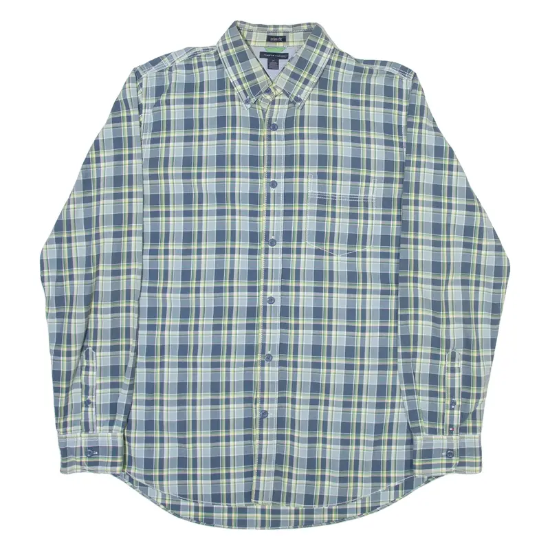 TOMMY HILFIGER Trim Fit Mens Shirt Blue Check Long Sleeve M