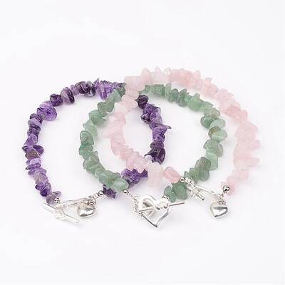 Natural Chip Gemstone Beaded Anklets
