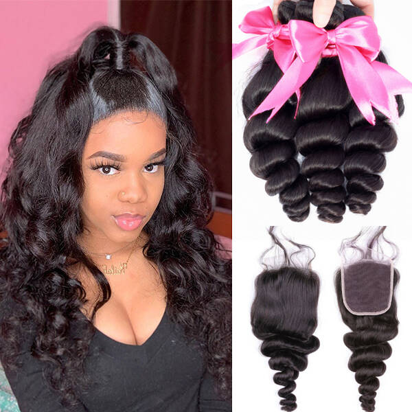 Loose Wave Bundles With Closure Human Hair Extensons / BGMGirl