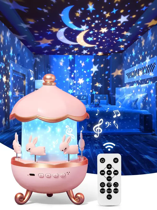 Cartoon Music Spinning Rabbit Projector | Color: Bluetooth | Electrical outlet: USB