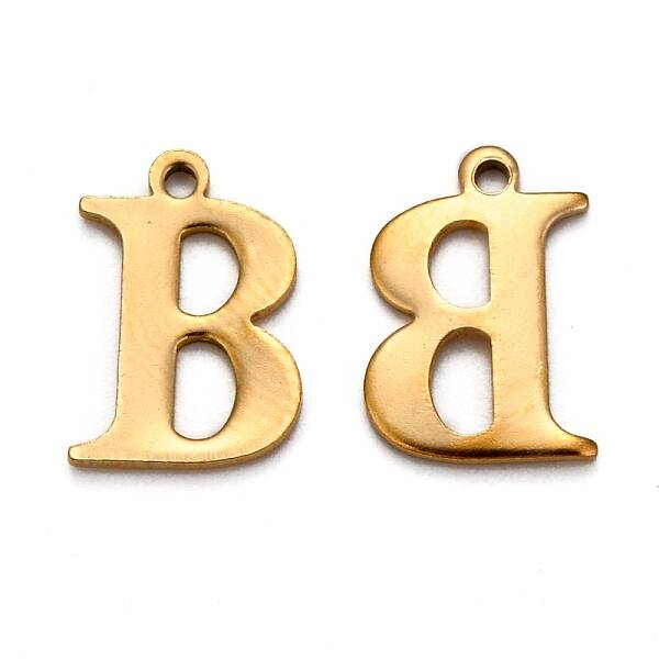 Ion Plating(IP) 304 Stainless Steel Alphabet Charms