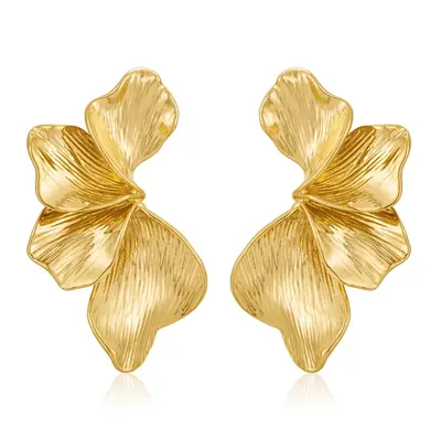 Sterling Silver with Yellow Gold Plated Flowers Stud Earrings