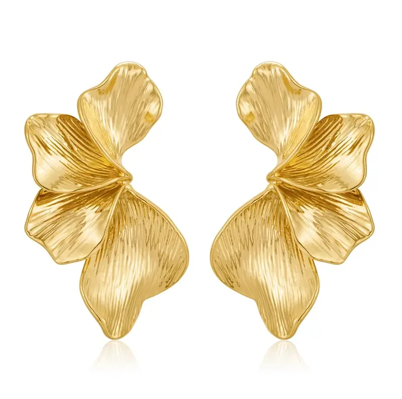 Sterling Silver with Yellow Gold Plated Flowers Stud Earrings