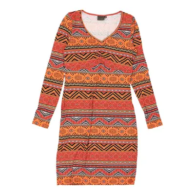 Rainbow V-neck Midi Dress - Medium Orange Cotton Blend