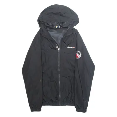 ELLESSE Mesh Lined Mens Rain Jacket Black Hooded M