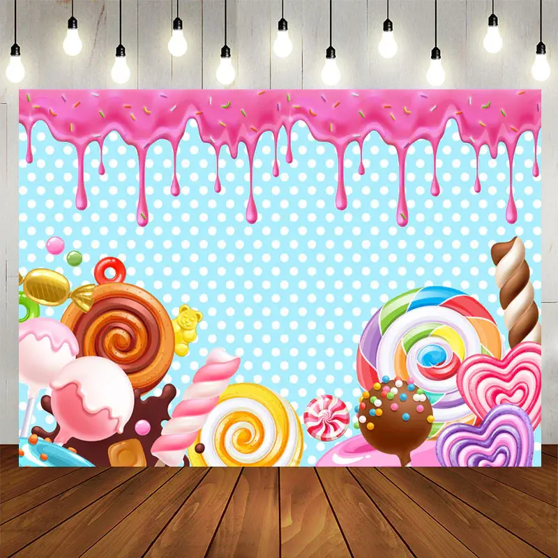 Aperturee Simple Candy Land Happy Birthday Backdrop For Girl