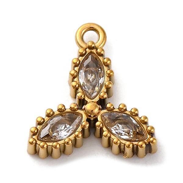 Ion Plating(IP) 304 Stainless Steel Cubic Zirconia Pendants