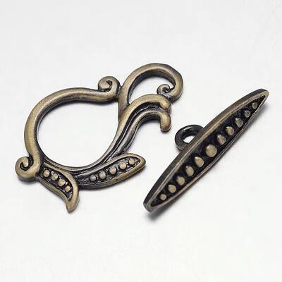 Brushed Antique Bronze Brass Toggle Clasps