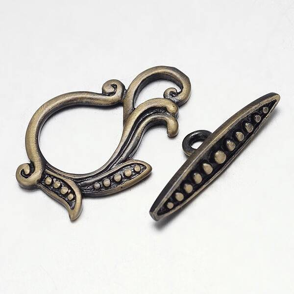 Brushed Antique Bronze Brass Toggle Clasps