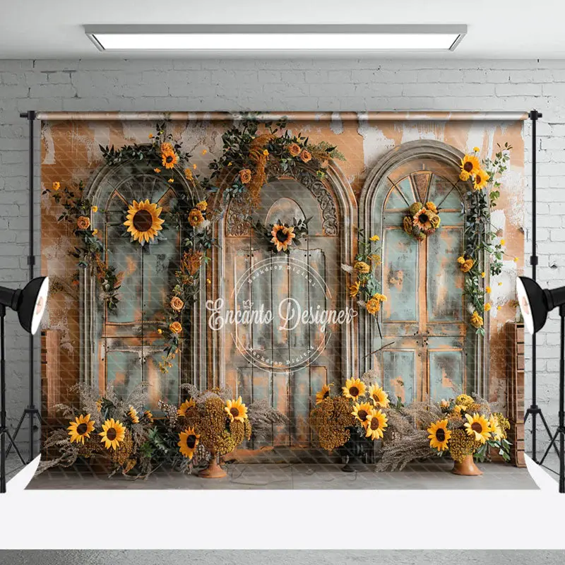 Green Orange Vintage Wall Floral Wedding Backdrop