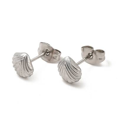304 Stainless Steel Shell Shape Stud Earrings for Women