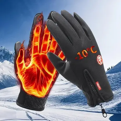 Winter Gloves, 1 Pair Non-slip Waterproof Touch Screen Gloves for Men & Women, Sports Gloves for Outdoor Cycling, Running, Dr...