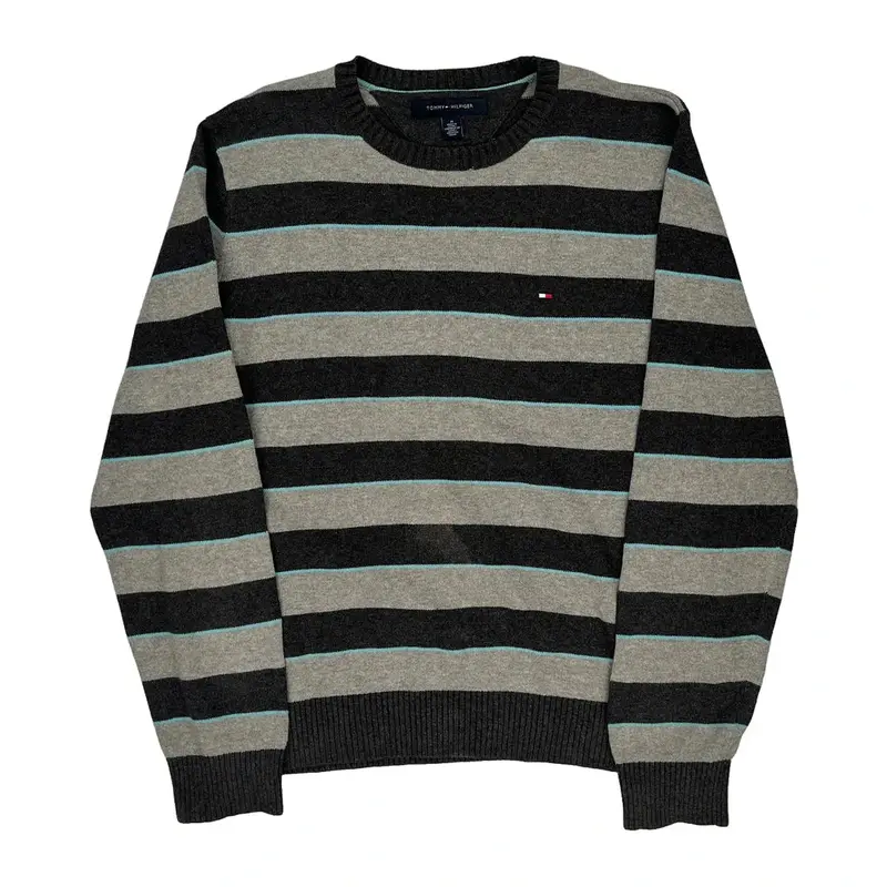 Tommy Hilfiger Striped Jumper - Medium Grey Cotton