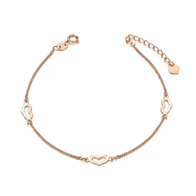 18K Rose Gold Heart Charm Bracelet