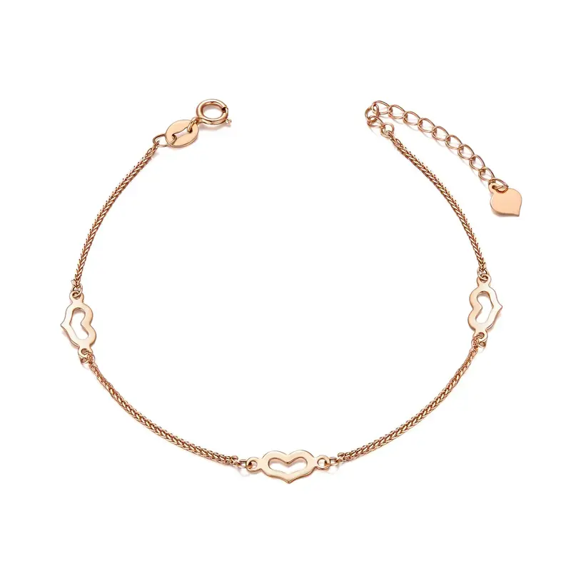 18K Rose Gold Heart Charm Bracelet